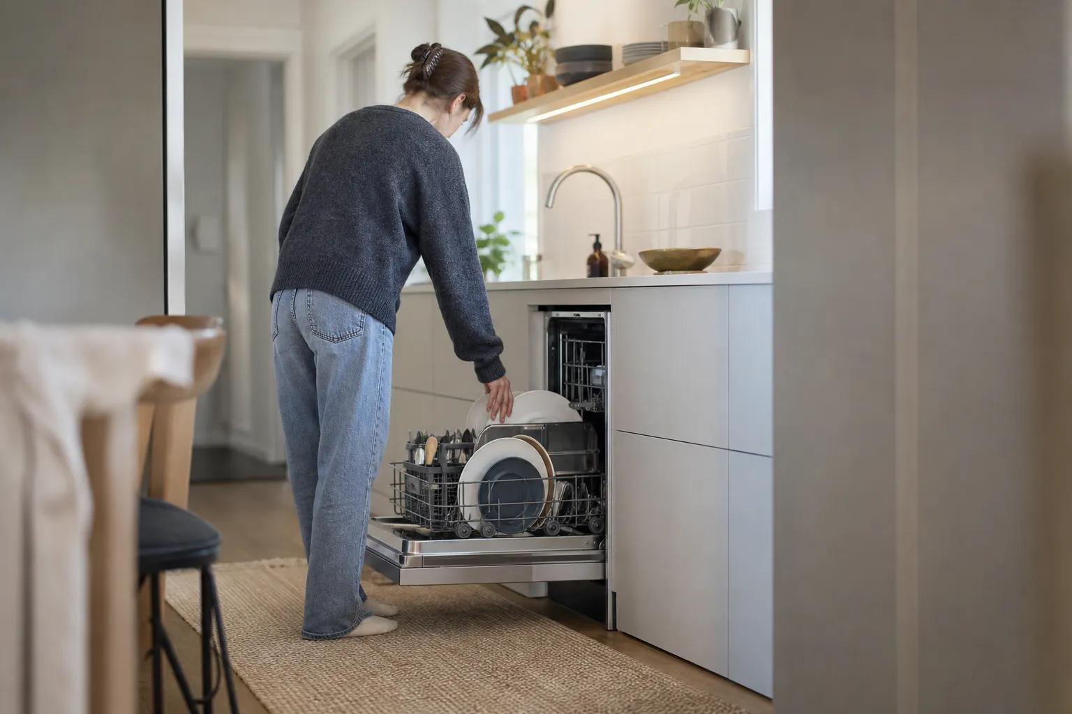 Smal diskmaskin 45 cm i ett kompakt svenskt kök