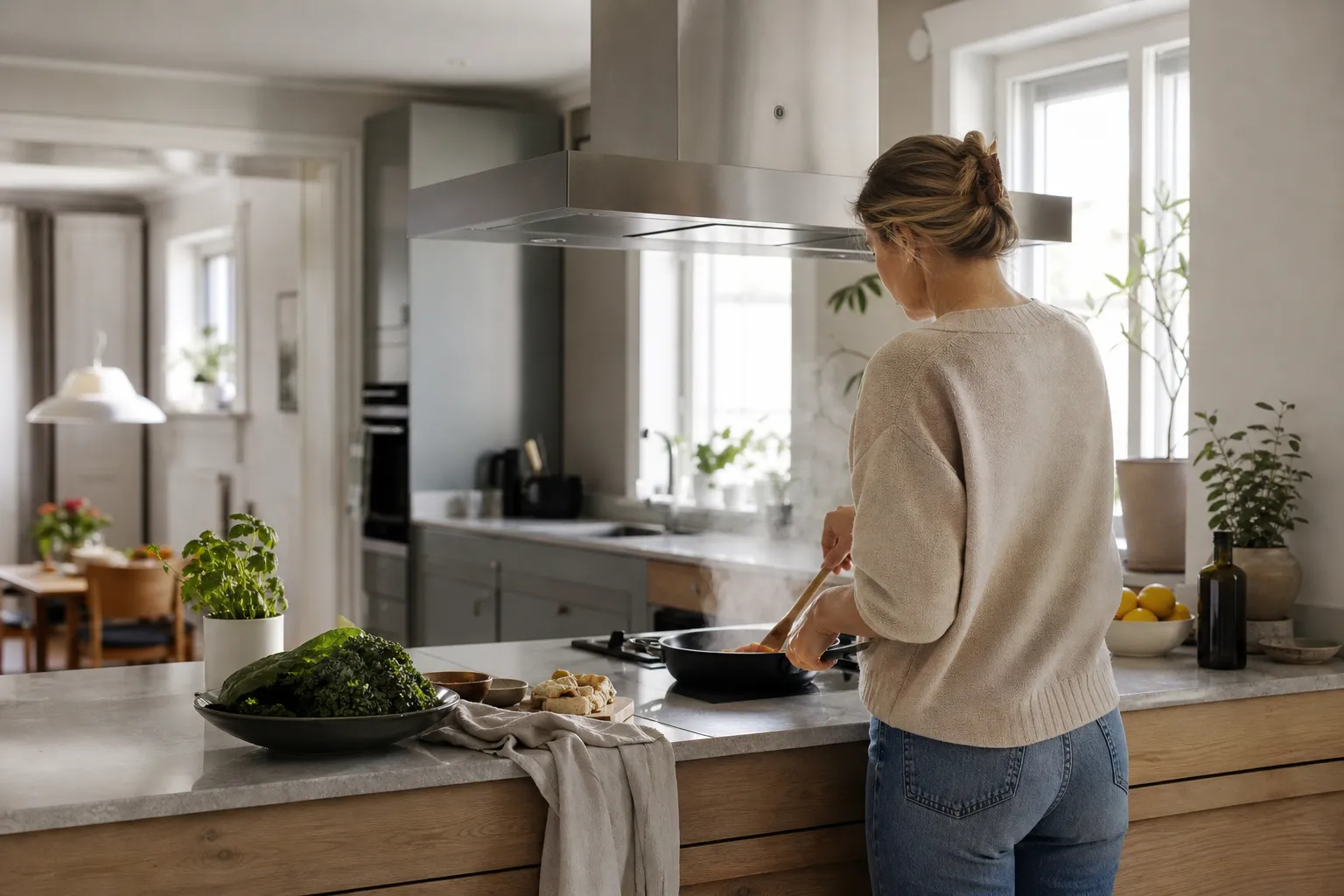 Mätning av urtag för häll i en bänkskiva