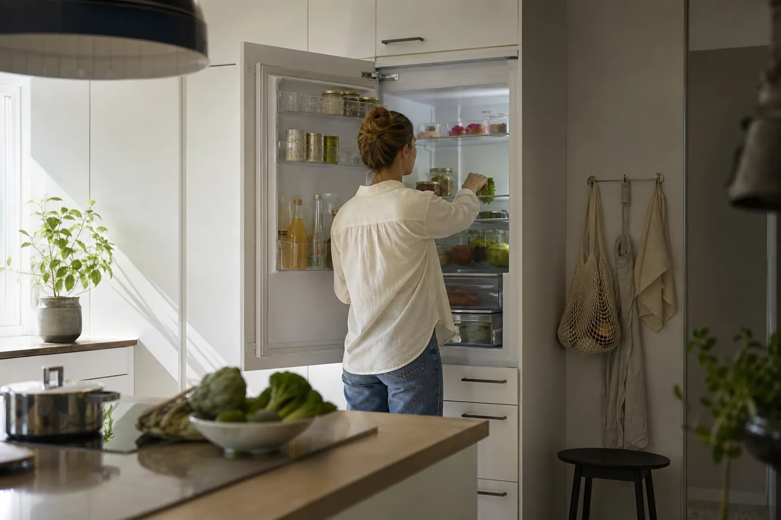Energimärkning med skalan A till G på ett kylskåp