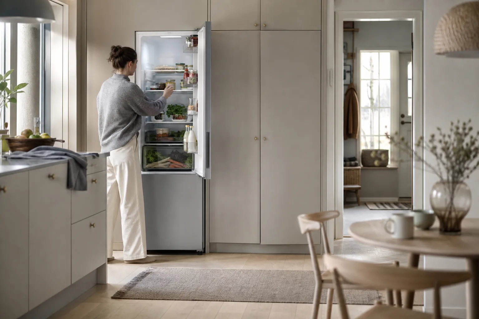 Tyst kyl/frys i ett öppet skandinaviskt kök