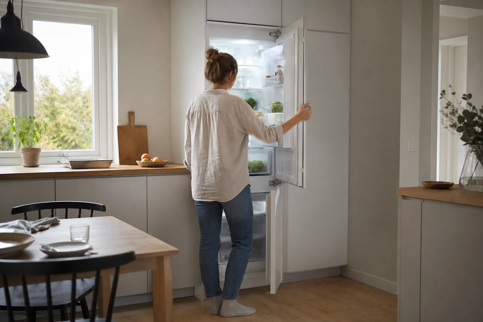 Måttbandsmätning av köksnisch för kyl och frys