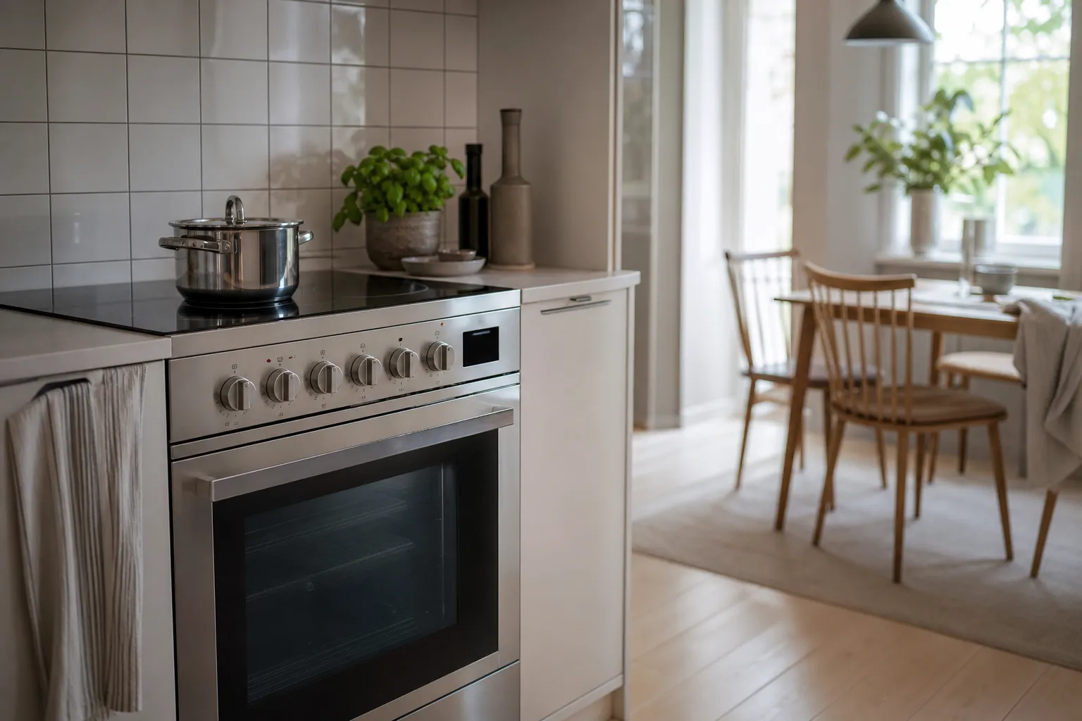 Energietikett på en ugn i ett kök