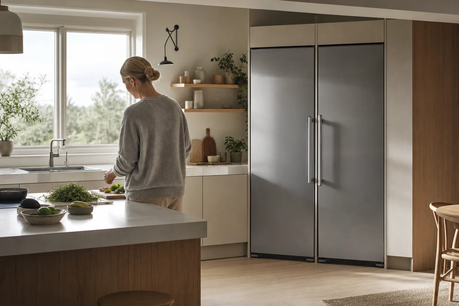 Energimärkning A till G på ett side-by-side-kylskåp